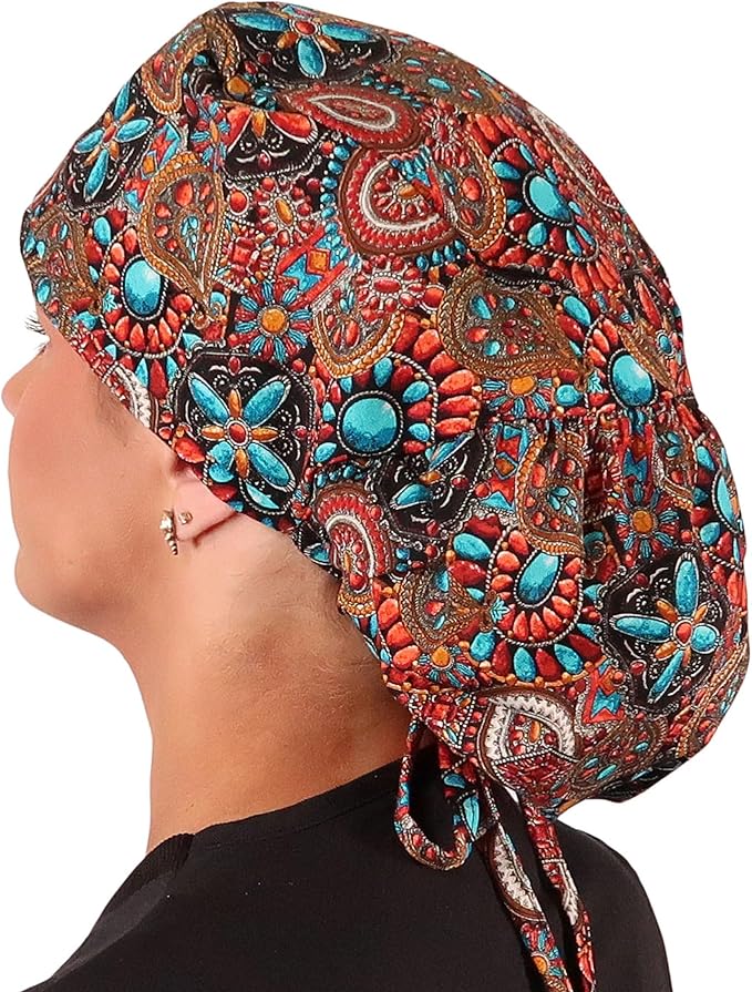 Sparkling EARTH Big Hair Ponytail Classic Surgical Style Scrub Working Cap - Image 4
