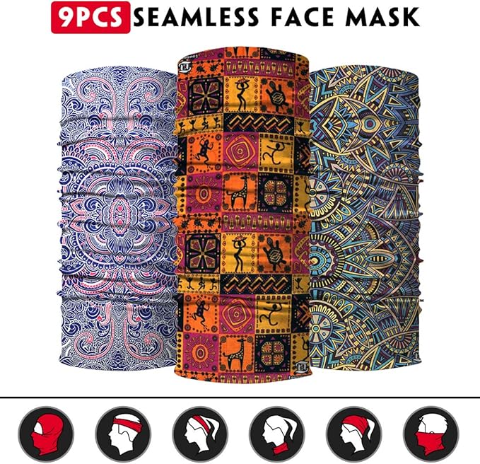 Venswell Neck Gaiter Face Mask Men Women, Seamless Bandana Rave Face Cover - Image 4