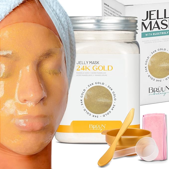 BRÜUN Jelly Mask Jar 24k Gold Mandelic AC AHA Peel-Off Face Care Rubber Mask | by BR%C3%9CUNBeauty