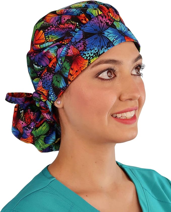 Sparkling EARTH Banded Bouffant Surgical Scrub Ponytail Working Caps and by SparklingEARTH