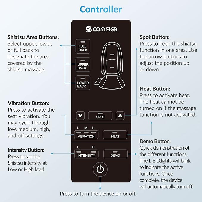 COMFIER Back Massager with Heat, Deep Tissue Kneading Massage Seat Cushion - Image 6
