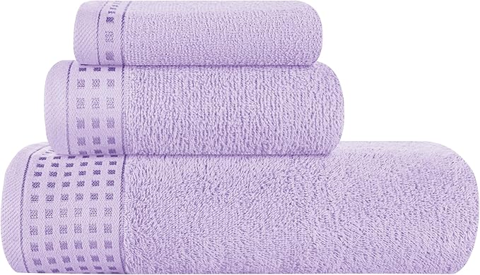 GLAMBURG Ultra Soft 3 Pack Cotton Towel Set, Contains a Bath Towel 28x55 inch by GLAMBURG