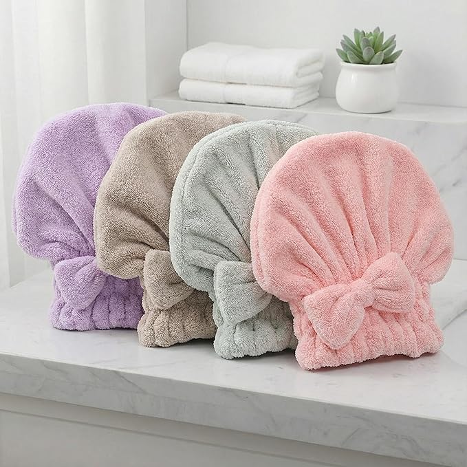 Microfiber Hair Towel Wrap for Women, Quick Drying Anti Frizz Hair Turban - Image 2