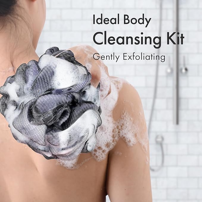 AmazerBath Charcoal Loofah Sponge, Shower Loofah 60g/PCS - Image 4