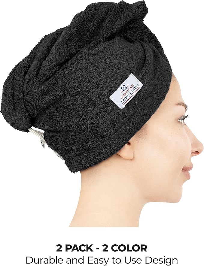 American Soft Linen 100% Cotton Hair Towels - Image 4