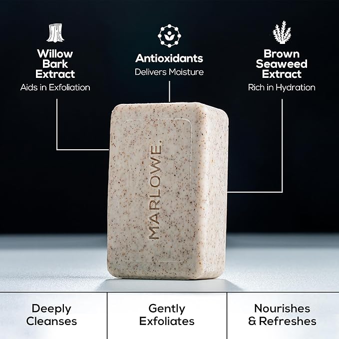 MARLOWE. No. 102 Body Scrub Soap 7 oz, Oud Wood, Exfoliating Soap Bar - Image 7
