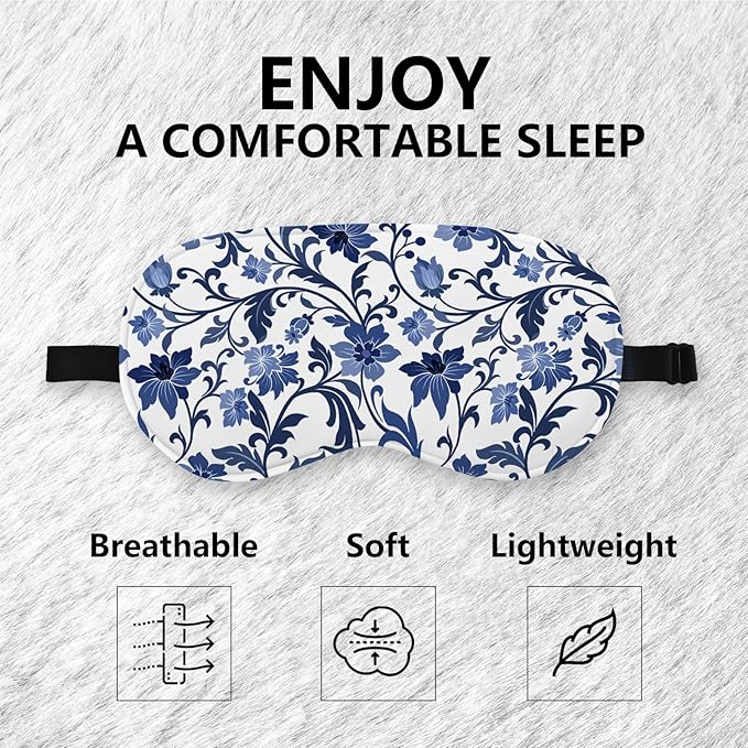 Blue and White Porcelain Silk Eye Mask - Image 6