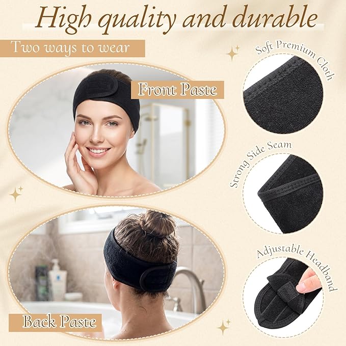 Tigeen 80 Pcs Spa Headband Facial Headbands Bulk Adjustable Hair Wraps - Image 3