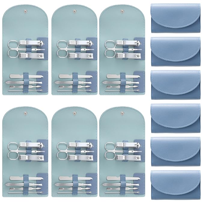 12 Set Manicure Set Bulk Mini Manicure Nail Clipper Kit 7 in 1 Stainless Steel by Lanties