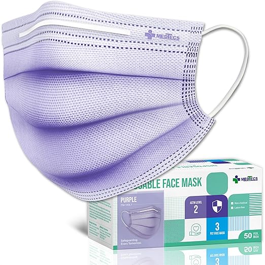 Medtecs Face Mask Disposable – Available in 50 & 2, 3-Ply Breathable, Soft Fit by MedtecsGroup