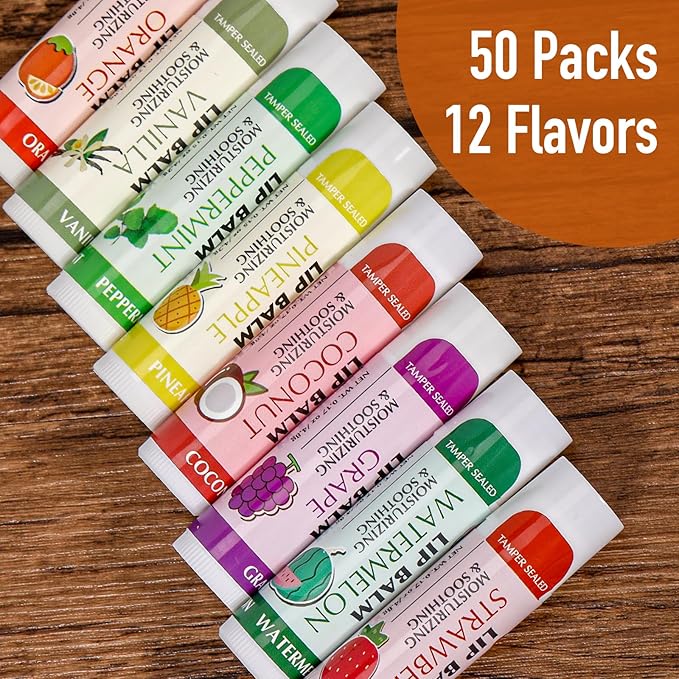 AZEN 50 Pack Lip Balm Bulk, Moisturizing Lip Balms - Image 3