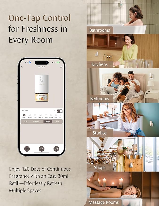 Essential Oil Diffuser for Home, Smart Waterless Aromatherapy Diffuser SF101S - Image 4