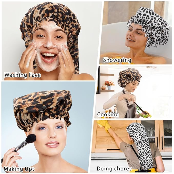 2 Pcs Large Shower Cap for Braids, Extra Long Shower Cap for Women Long Hair & - Image 6