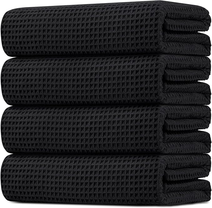 HOMEXCEL Waffle Bath Towels Set 4 Pack, Premium Microfiber Bathroom Towels by HOMEXCEL