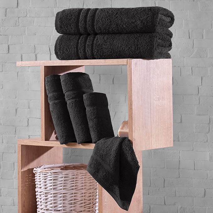 Black 6 Pack Bath Towels Sets Linen - Image 5