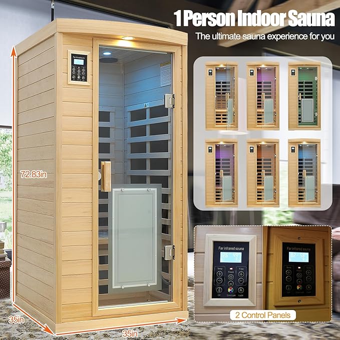 Far Infrared Sauna 1 Person Infrared Home Sauna Room 0-5mG Utra Low EMF Home - Image 6