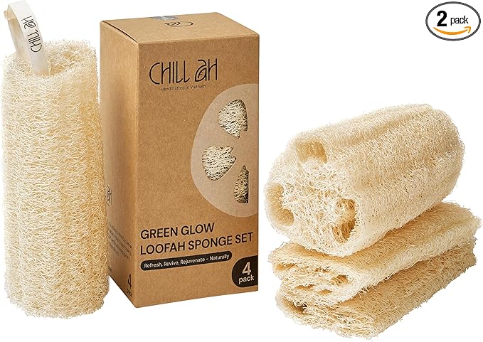 Chill Ah Green Glow Loofah Sponge Set – 100% Plant-Based, Biodegradable by ChillAh