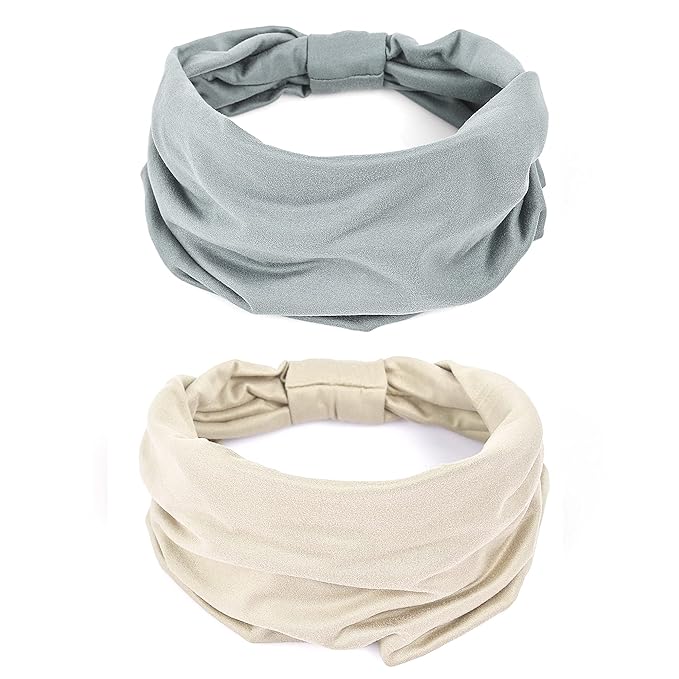 GiLi 2 Pack Wide Headbands for Women Boho African Knotted Non Slip Fashion Hair by GiLi