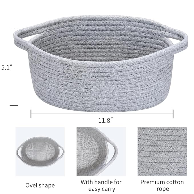 ABenkle Small Basket, Rope Room Shelf Storage Basket, Cat Dog Toys Basket Chest - Image 2