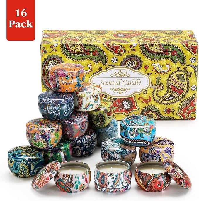 YOROXRG Set 16 Pack Scented Candles Gifts Soy Wax Travel Tin Jar Candles - Image 4
