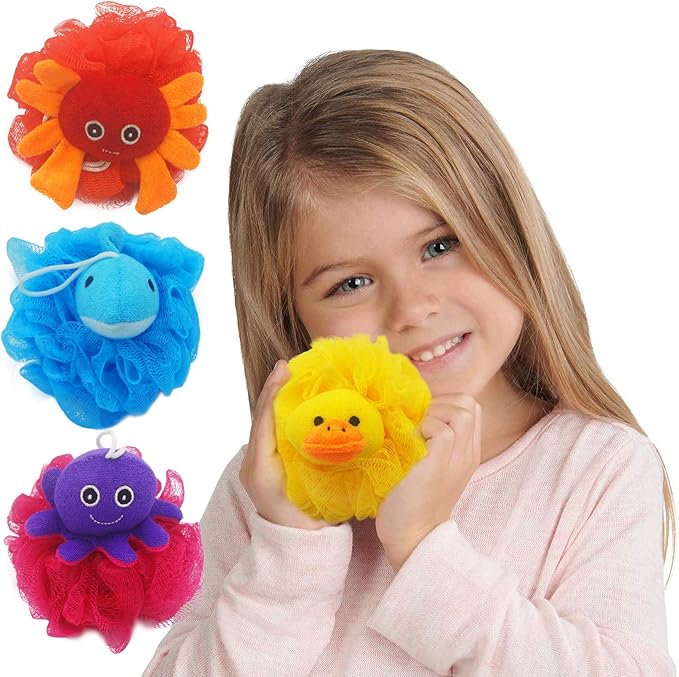 Lovely Animal Design Kids Exfoliating Bath Scrubber Body Scrubber Shower Ball - Image 2