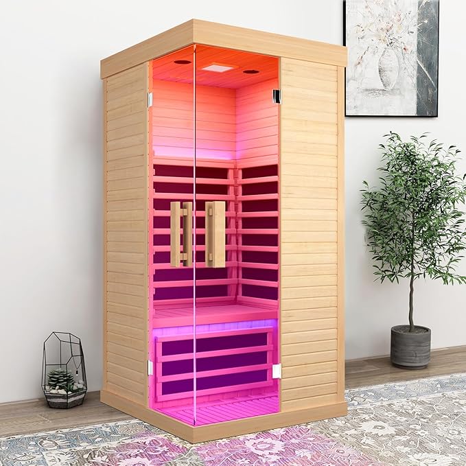OUTEXER Sauna Room Indoor Far Infrared Saunas Home Canadian Hemlock 1450W - Image 7