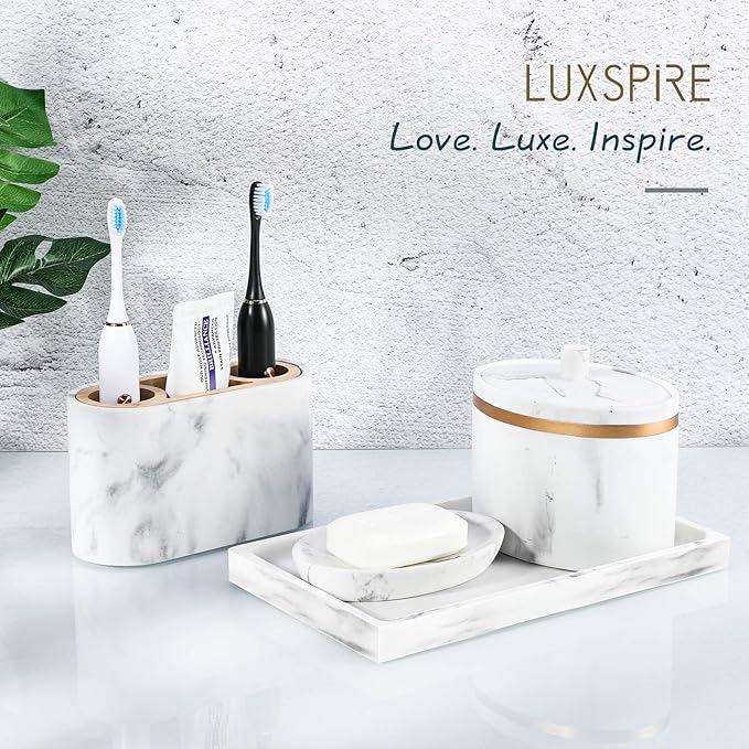 Luxspire Bathroom Vanity Tray, Resin Dresser Jewelry Ring Dish Tank Storage - Image 7