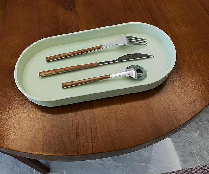 Green Small Tray, Oval Tray for Kitchen Counter, Bathtub Bathroom Vanity Items - Image 5