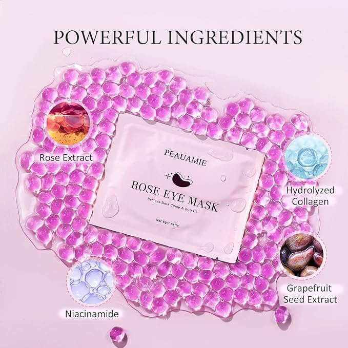 PEAUAMIE Under Eye Patchs Rose Eye Mask - Image 4