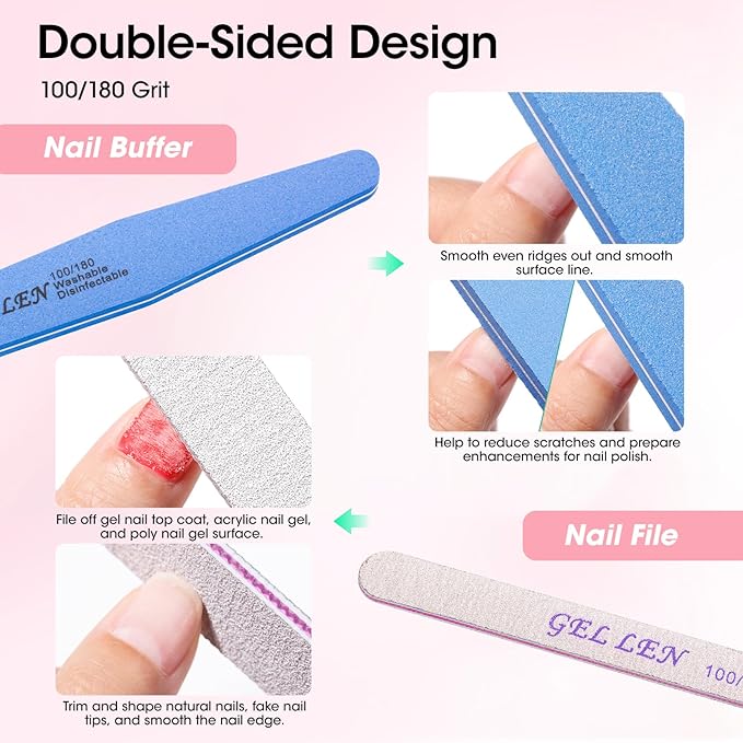 Gellen Nail Care Kit Manicure Tools Kit: Nail Strengthener and 2Pcs Nail File & - Image 6
