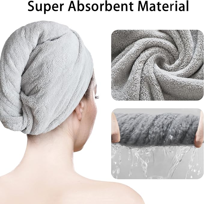 2 Pack Microfiber Hair Towel Wrap - Image 4