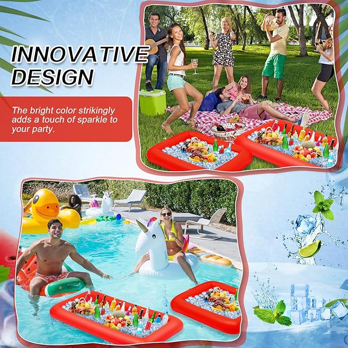 Leitee 4 Pcs Inflatable Ice Serving Bars Buffet Serving Tray Drink Cooler - Image 6