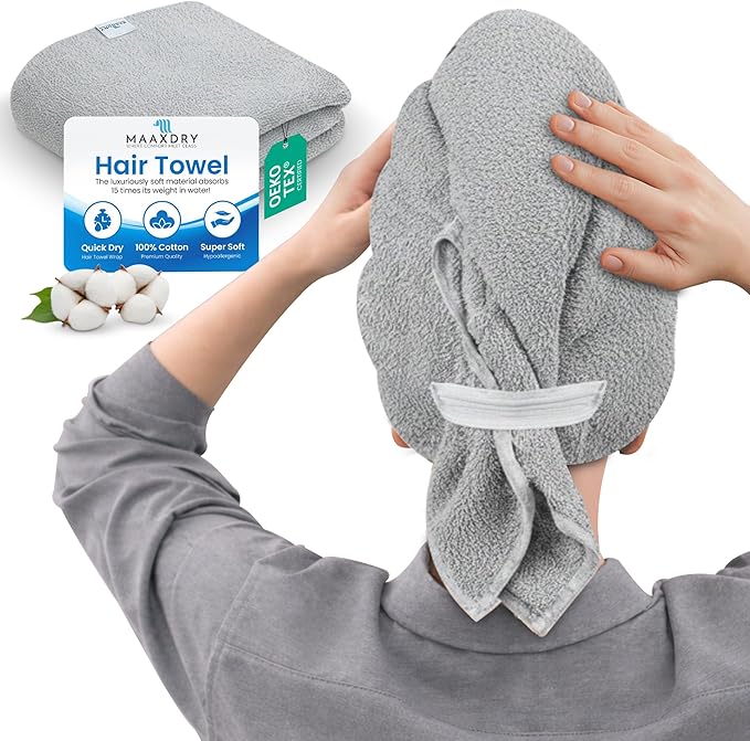 100% Cotton Large Hair Towel Wrap by MAAXDRY