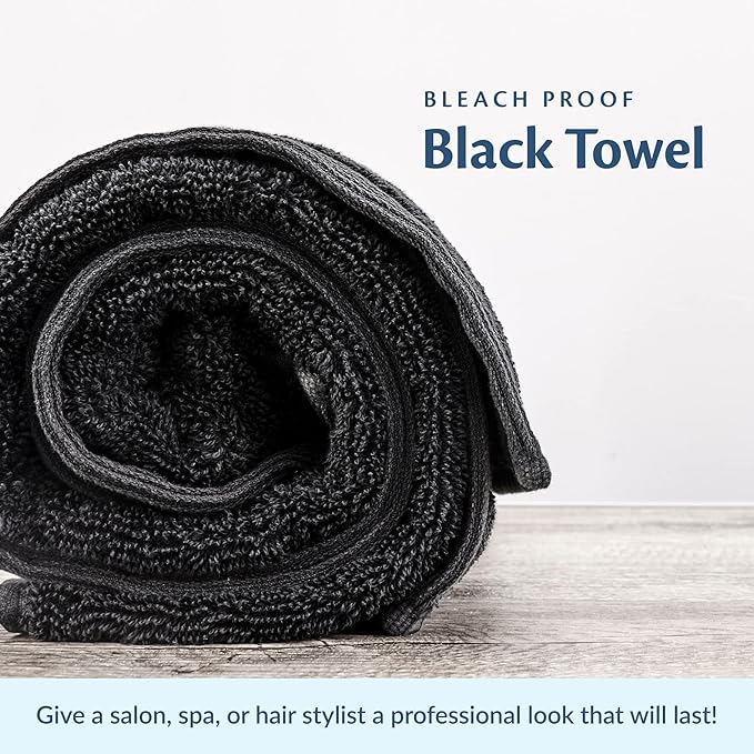 Black Bleach Proof Towels Bulk Sets 72 Pack 100% Cotton 16" X 27" Color Safe - Image 2