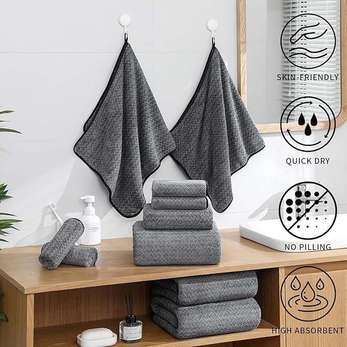 Ultra Soft Bath Towel Set, 12 Piece Family Bathroom Towel Set - Image 3