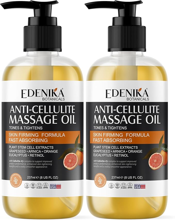 EDENIKA BOTANICALS Firming Anti Cellulite Massage Oil, Grapeseed Oil, Plant - Image 8