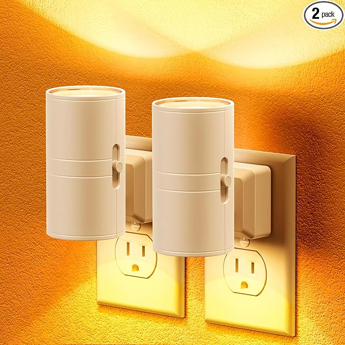 Amber Night Lights Plug into Wall, Dimmable Night Light Plug in, Modern Night by JandCase