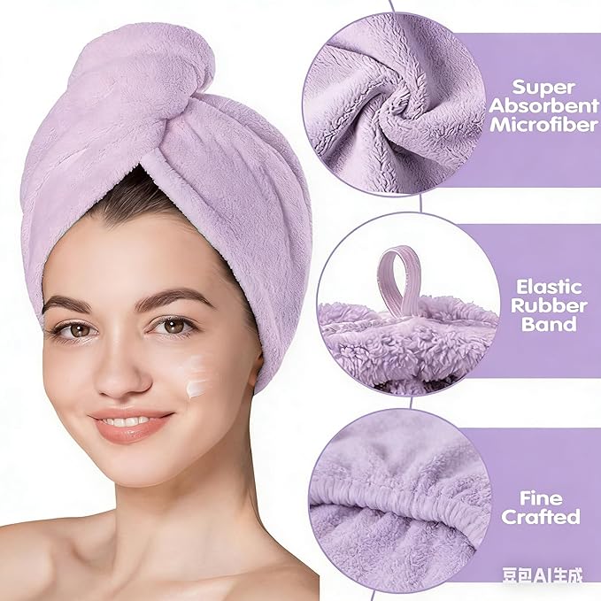 3 Pack Microfiber Hair Towel Wrap - Image 4