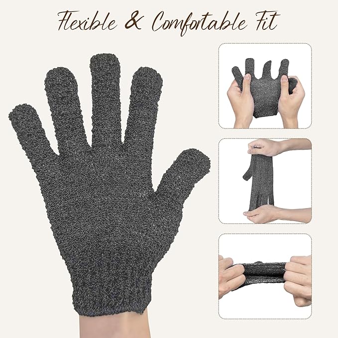 4 Pairs Exfoliating Gloves for Shower, Shower Gloves, Body Scrubber, Korean - Image 5