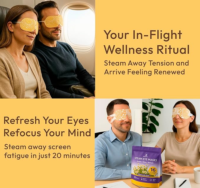Steam Eye Mask - 16 Pack Chamomile Self-Heating Warm Compress - Image 3