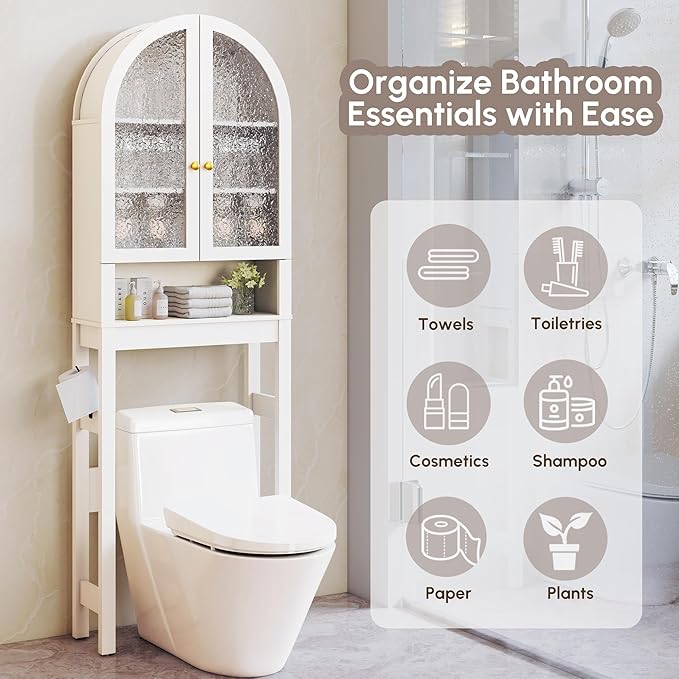 HMstone Over The Toilet Storage Cabinet, Arched Bathroom Organizer and Storage - Image 4