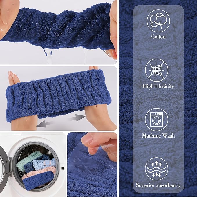 DiyJibb 9 Pcs Spa Headband for Washing Face, Skincare Headband and Wristband Set - Image 7