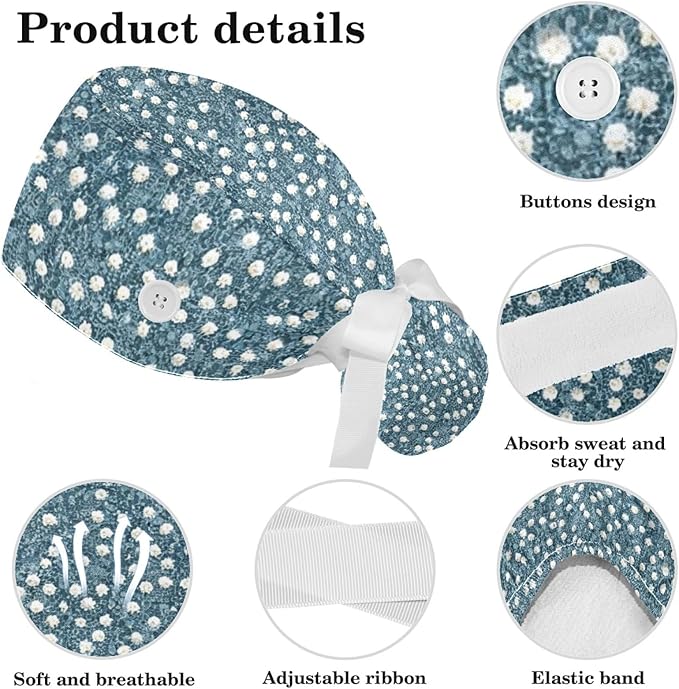 Scrub Caps Women Nursing Hats Floral Flowers - Image 4