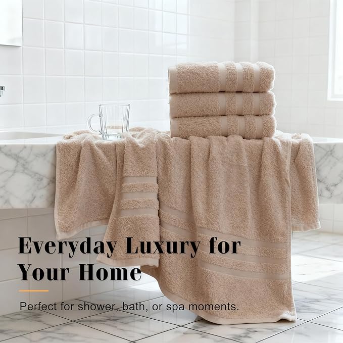 Bath Towels 2 Pack, 30 x 60 Inches, Large 100% Cotton Towels, Comfortable - Image 7