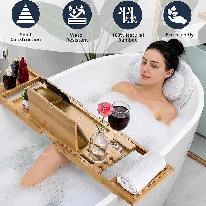 Bath Tray for Tub and Ergonomic Pillow Premium - Image 5
