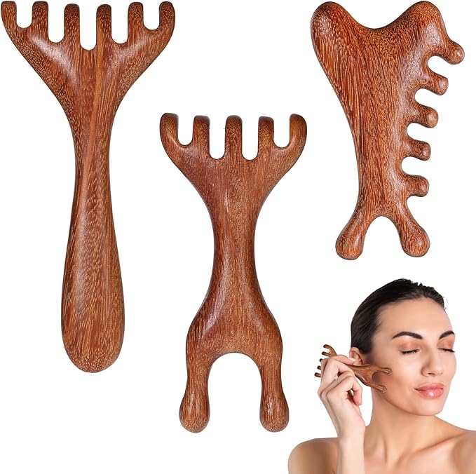 3 Pack Wooden Massager Comb Gua Sha Scraping Massages 6 Claws Meridian Massager - Image 8