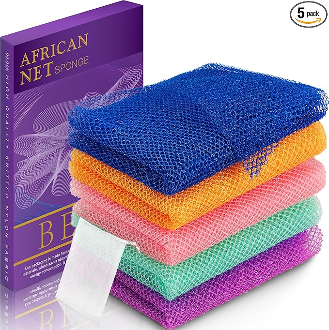African Net Sponge for Deep Exfoliation –Authentic Exfoliating Washcloth by SpiralScgv