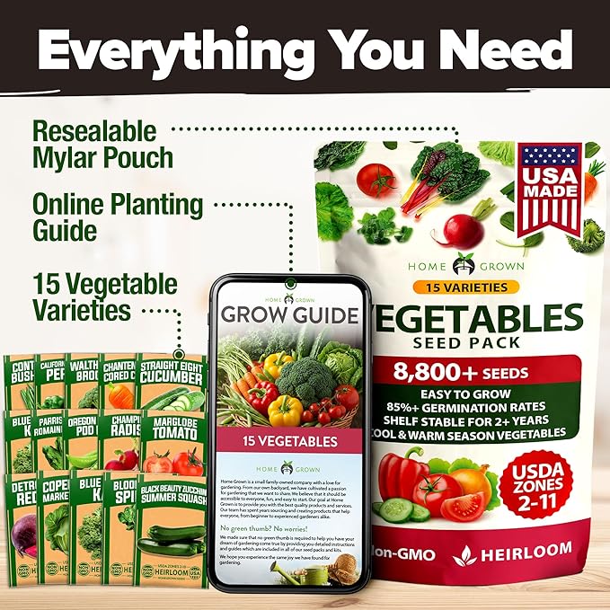 HOME GROWN 15 Variety Survival Seed Vault 7, 000+ Heirloom Non-GMO Vegetable - Image 7