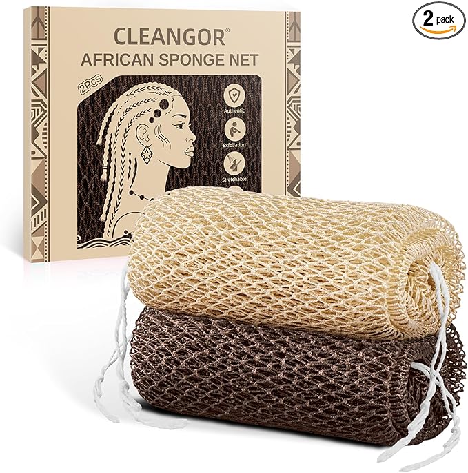 Cleangor 2Pcs African Net Sponge Authentic by Cleangor