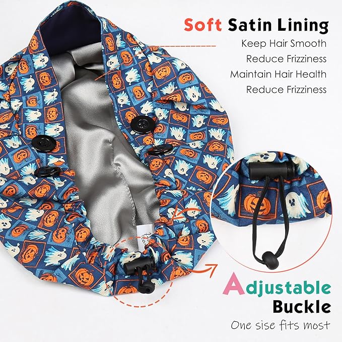 2 Pack Satin Lined Bouffant Scrub Caps - Image 3